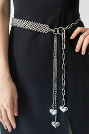 Fashorio Silver / One Size CCB Bead Heart Charm Belt
