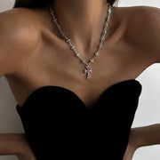 Fashorio Silver / One Size Cross Pendant Alloy Necklace