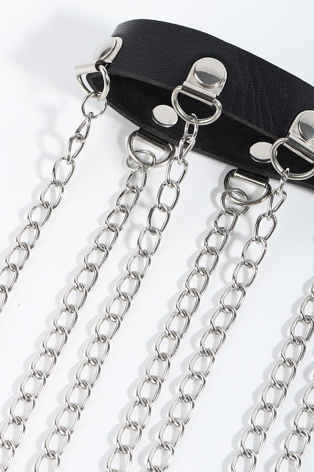 Fashorio Silver / One Size Fringed Chain PU Leather Belt