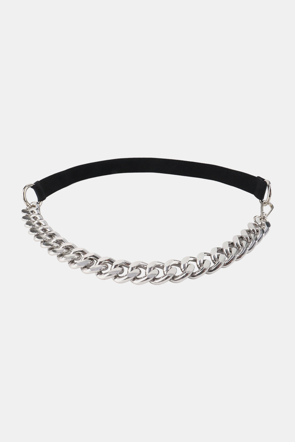 Fashorio Silver / One Size Half Alloy Chain Elastic Belt