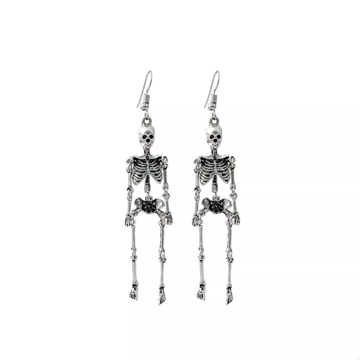 Fashorio Silver / One Size Halloween Skeleton Dangle Earrings