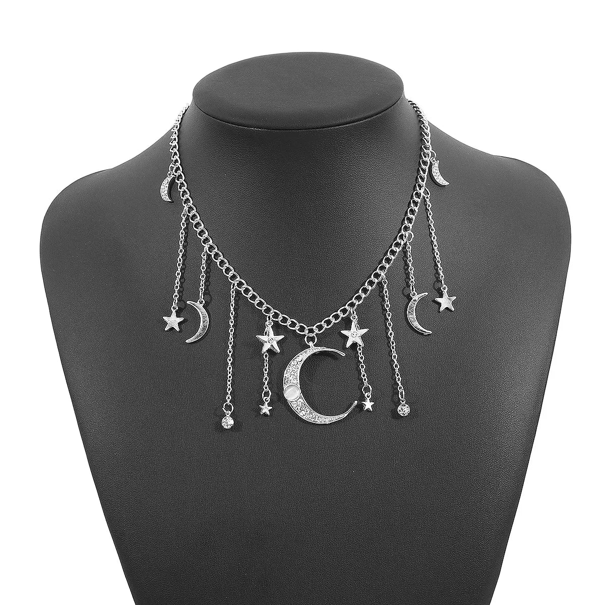 Fashorio Silver / One Size Moon & Star Charm Necklace
