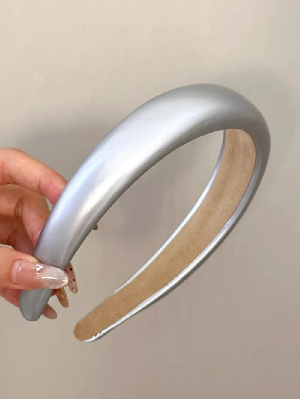 Fashorio Silver / One Size PU Leather Wide Headband