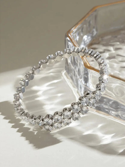 Stainless Steel Inlaid Zircon Bracelet Silver One Size - Fashorio