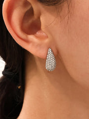Fashorio Silver / One Size Stainless Steel Inlaid Zircon Teardrop Earrings
