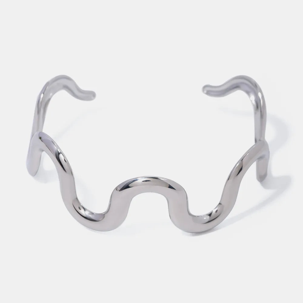 Fashorio Silver / One Size Stainless Steel Wave Shape Bracelet