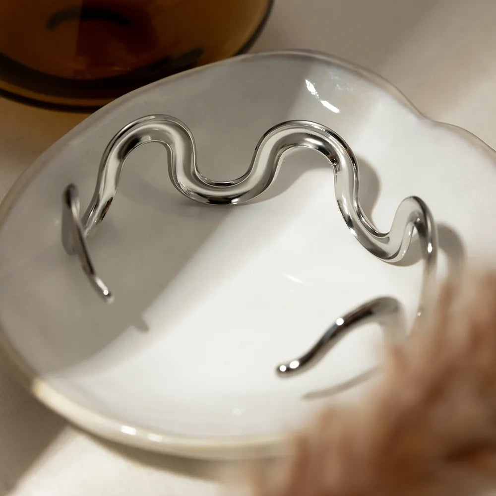 Fashorio Silver / One Size Stainless Steel Wave Shape Bracelet