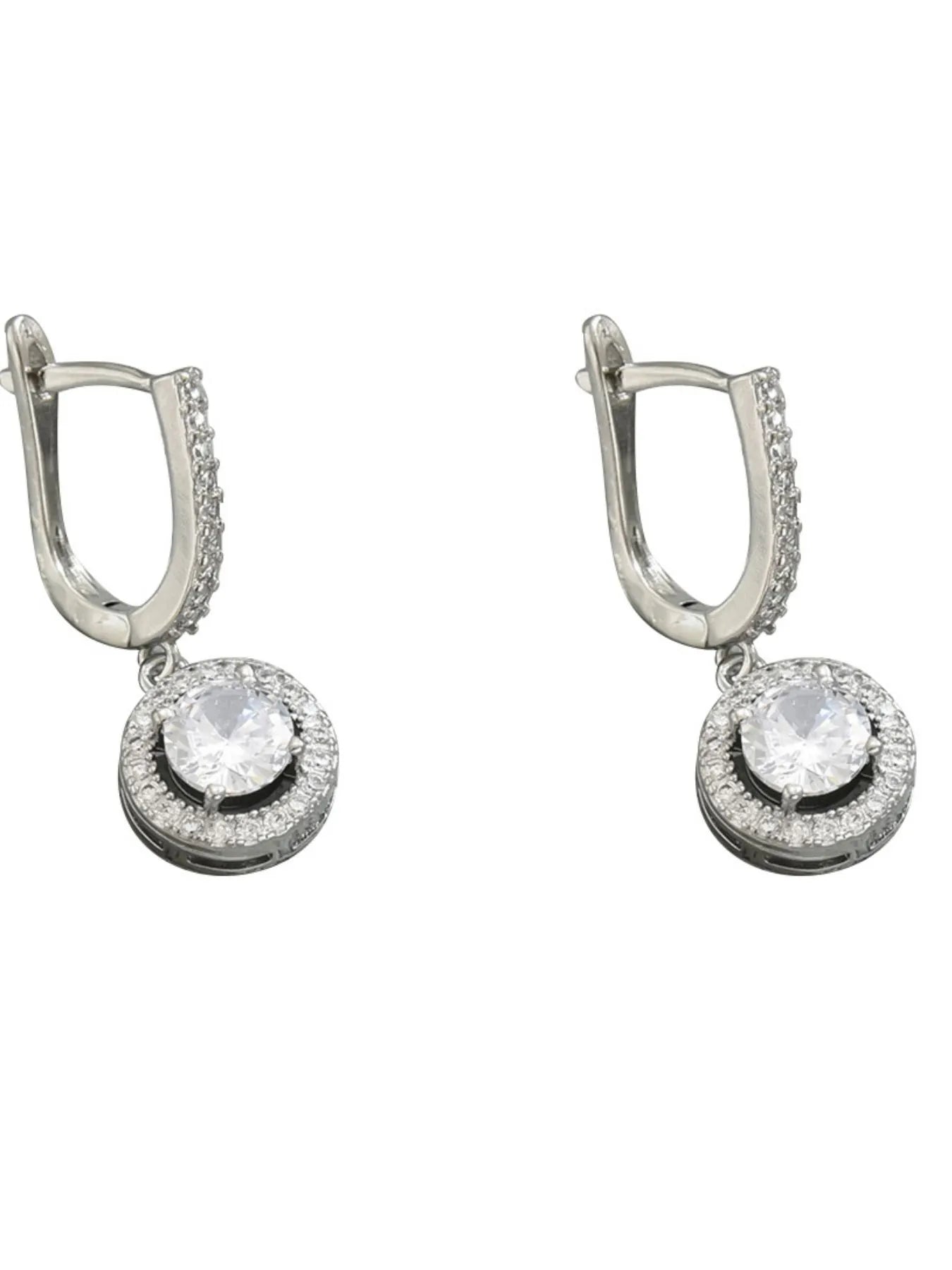 Fashorio Silver / One Size Stainless Steel Zircon Drop Earrings