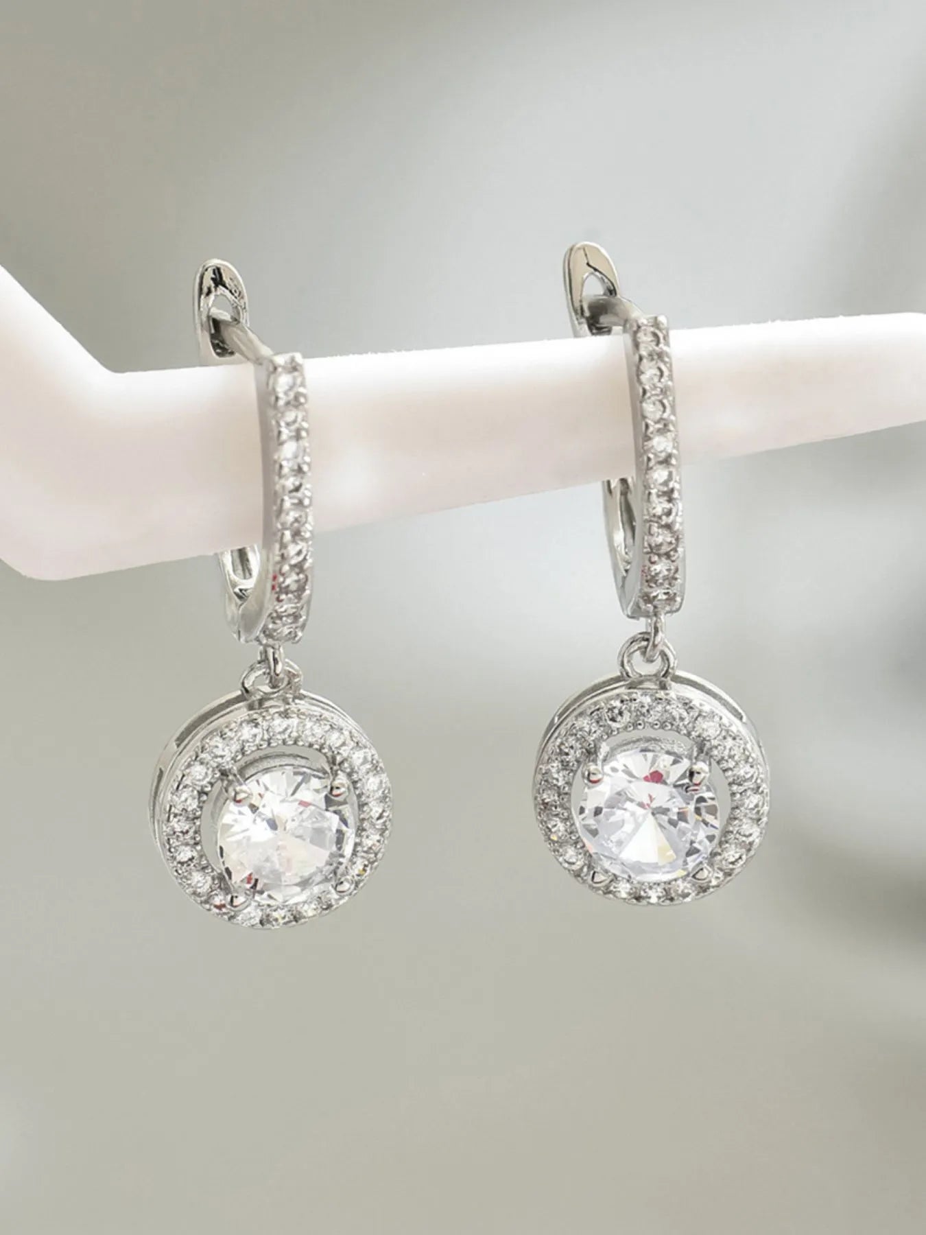 Fashorio Silver / One Size Stainless Steel Zircon Drop Earrings