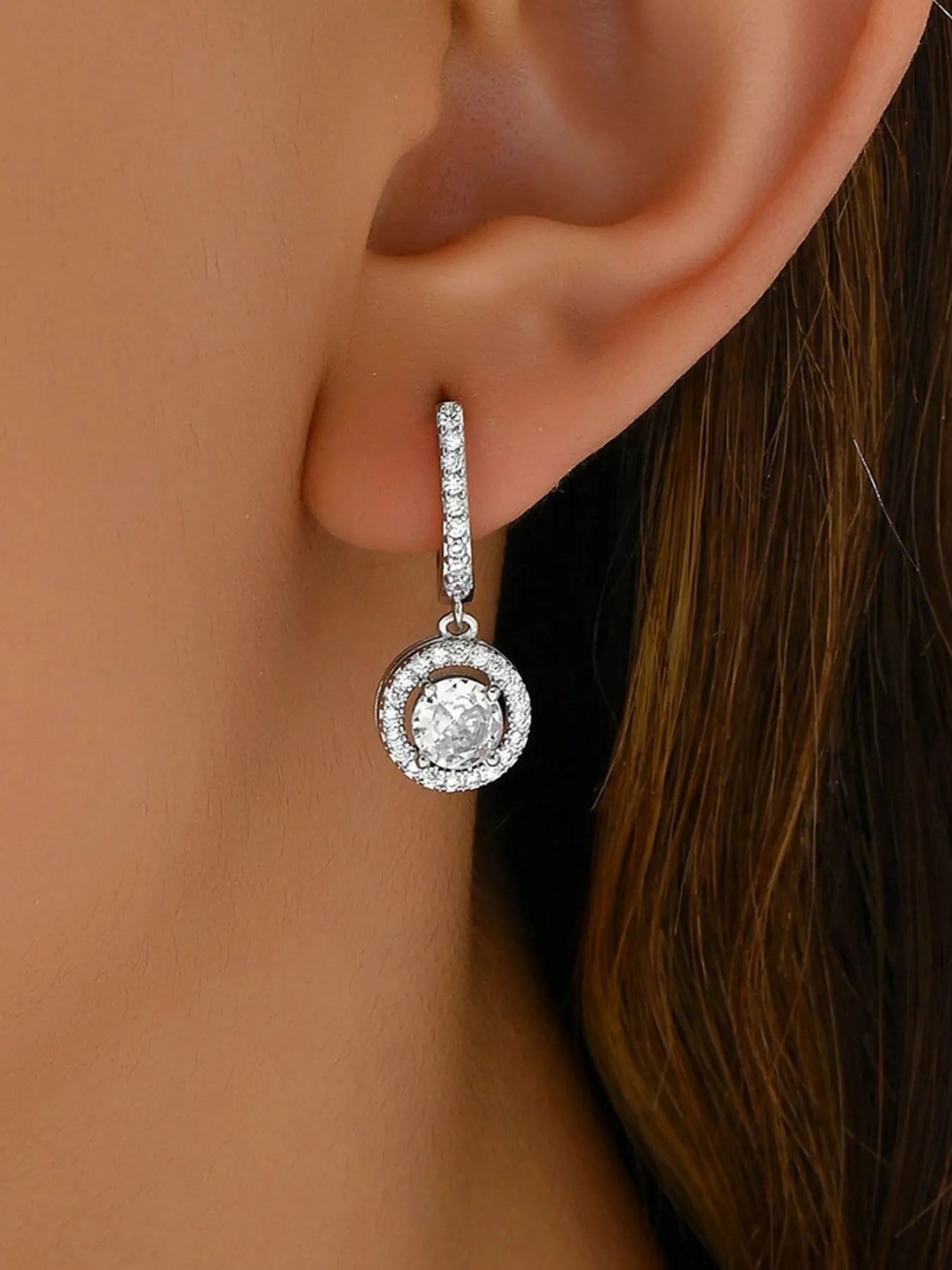 Fashorio Silver / One Size Stainless Steel Zircon Drop Earrings