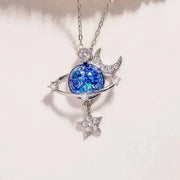 Fashorio Silver / One Size Starry Sky Inlaid Zircon Moon Star Necklace