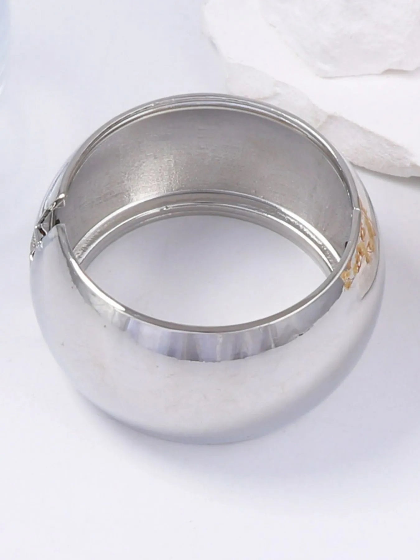 Fashorio Silver / One Size Zinc Alloy Wide Band Cuff Bracelet