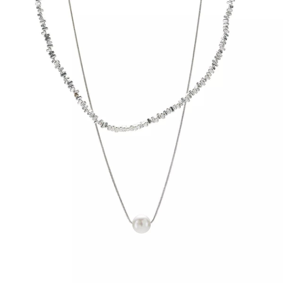 Fashorio Silver / onesize Double Layered Pearl Necklace
