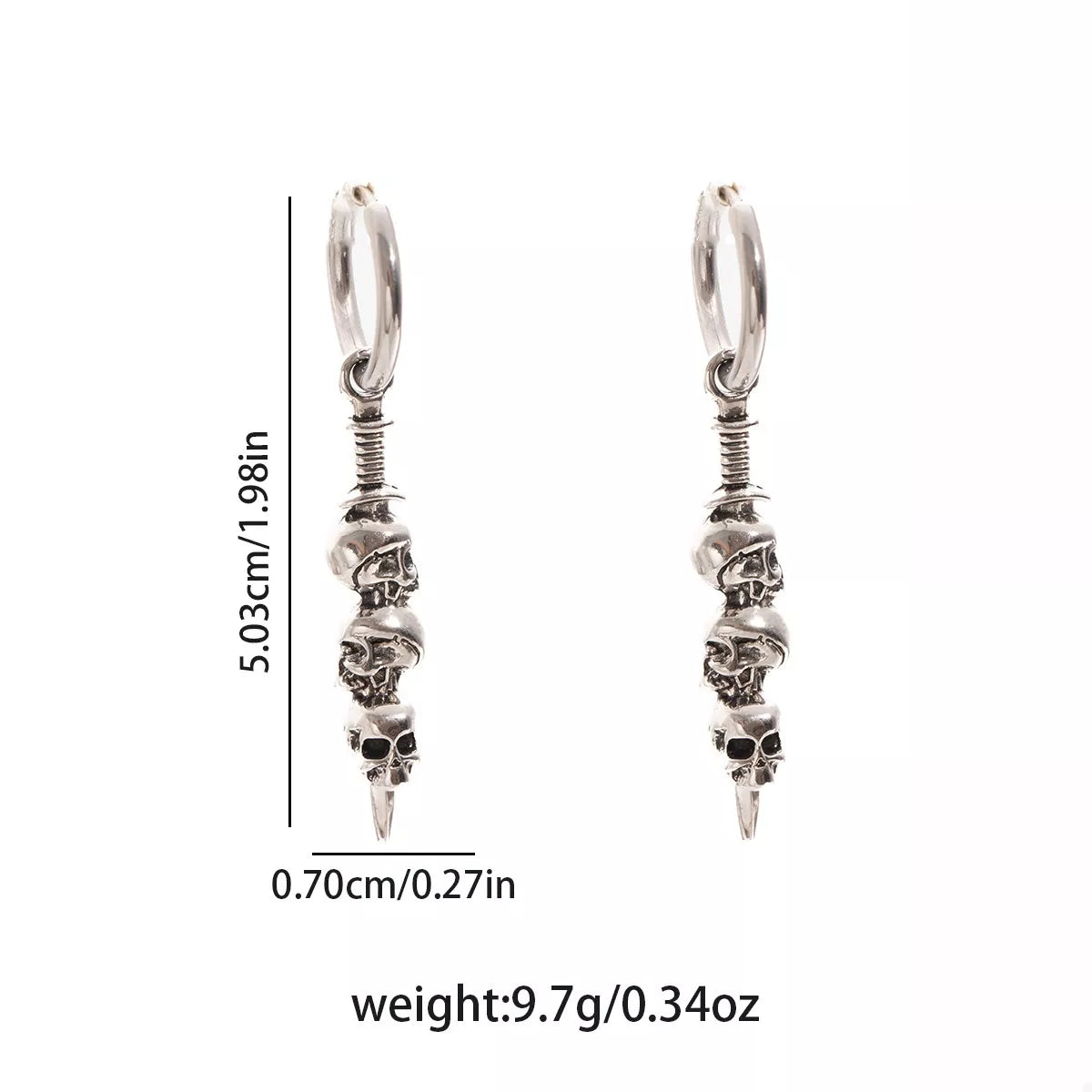 Fashorio Silver / onesize Halloween Skull Chain Drop Earrings