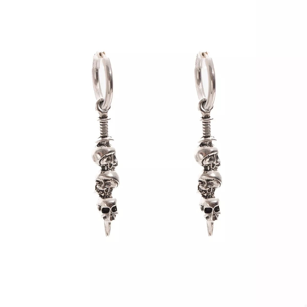 Fashorio Silver / onesize Halloween Skull Chain Drop Earrings