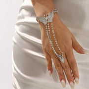 Fashorio Silver / onesize Rhinestone Butterfly Hand Chain Bracelet