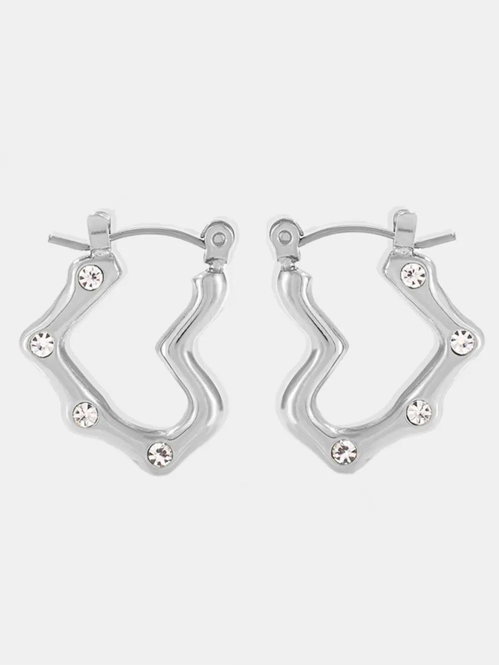 Fashorio Silver/White / One Size Stainless Steel Heart Earrings