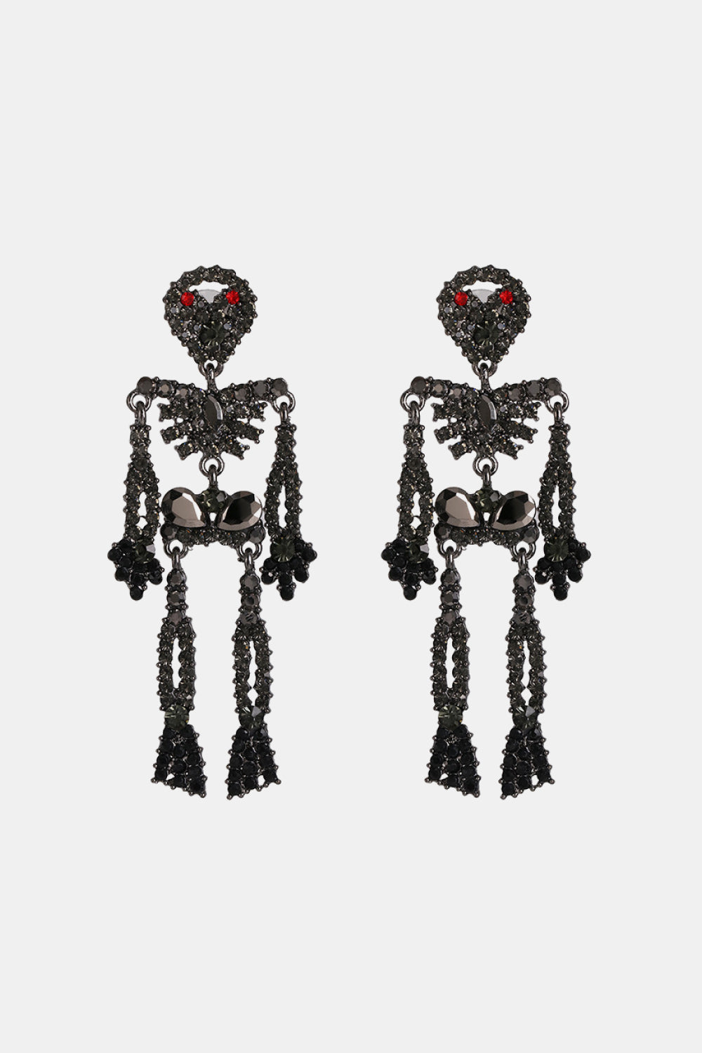 Fashorio Skeleton Shape Glass Stone Dangle Earrings