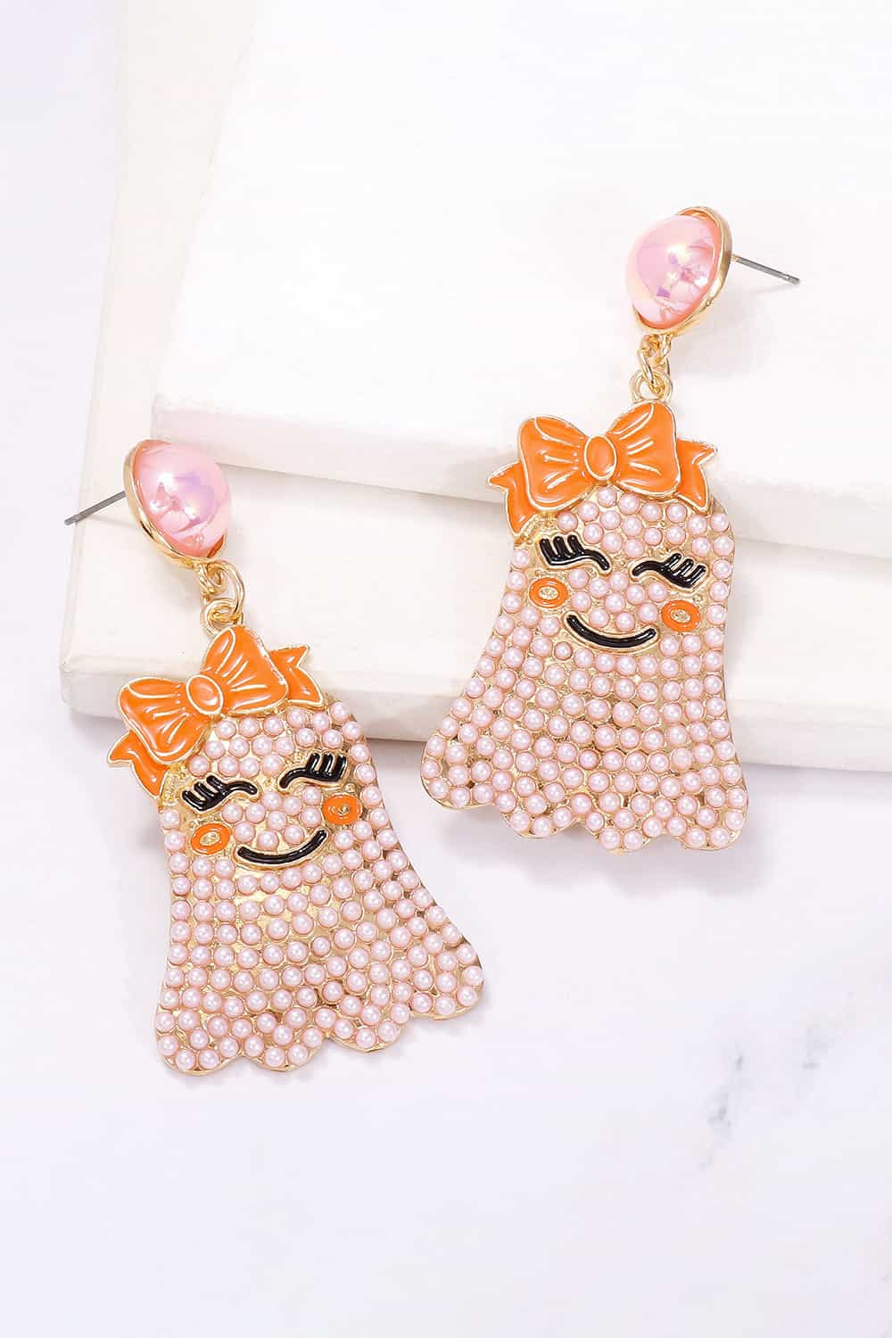 Fashorio Smiling Ghost Shape Synthetic Pearl Earrings