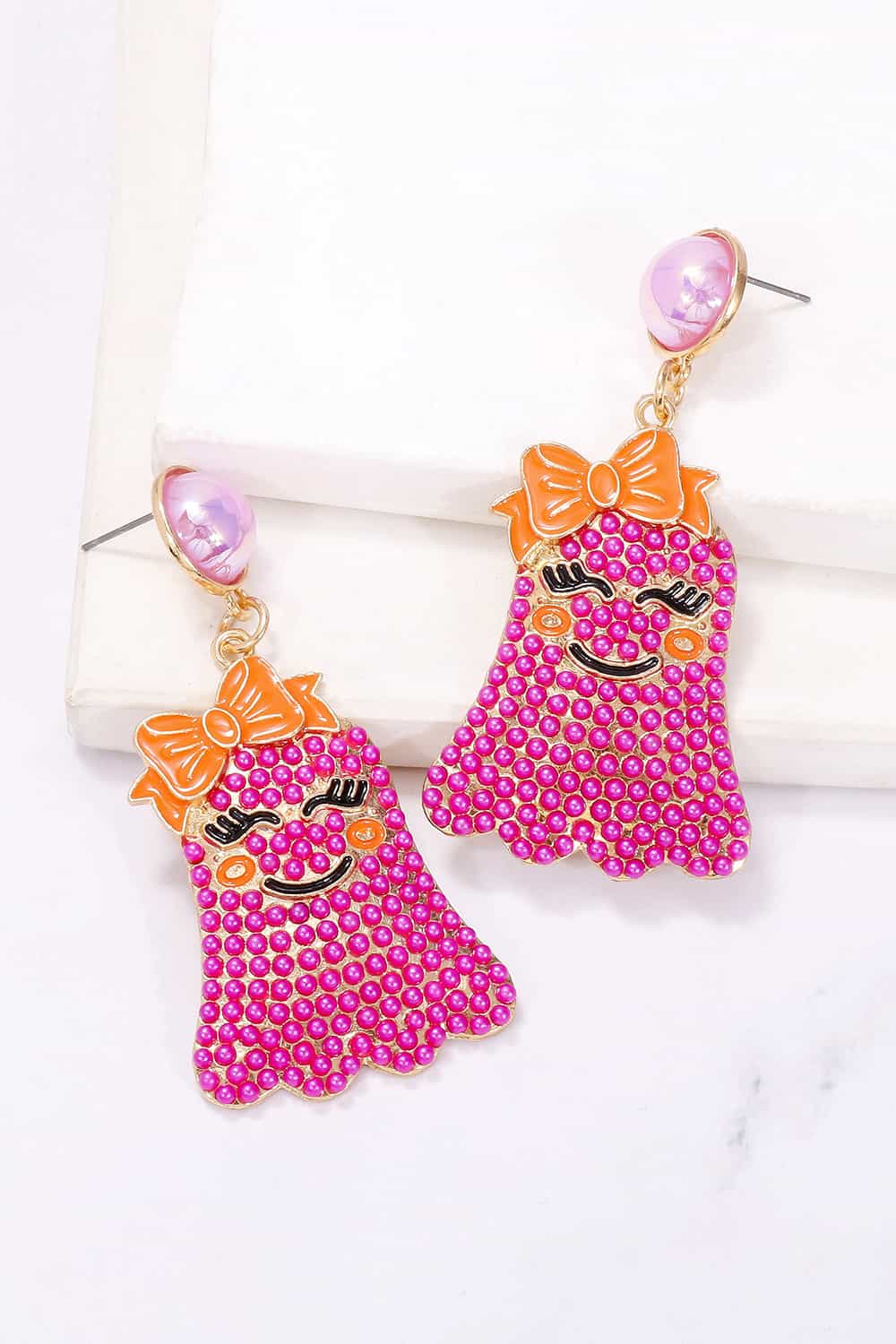 Fashorio Smiling Ghost Shape Synthetic Pearl Earrings