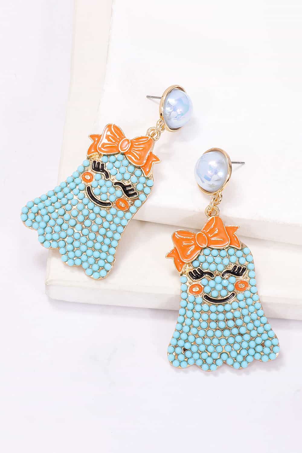 Fashorio Smiling Ghost Shape Synthetic Pearl Earrings