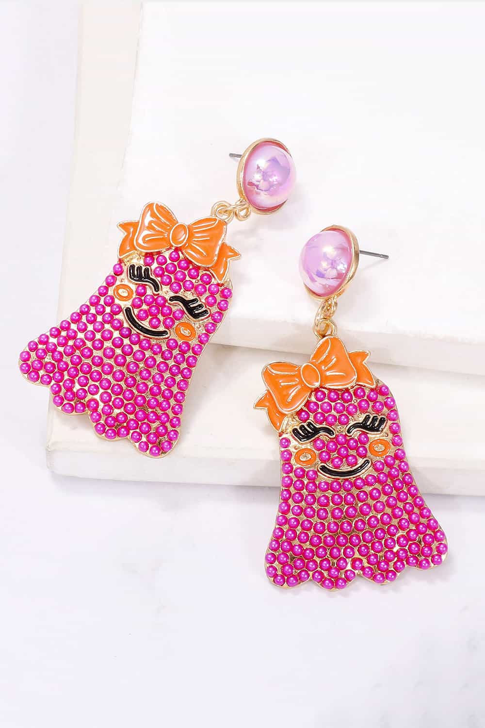 Fashorio Smiling Ghost Shape Synthetic Pearl Earrings