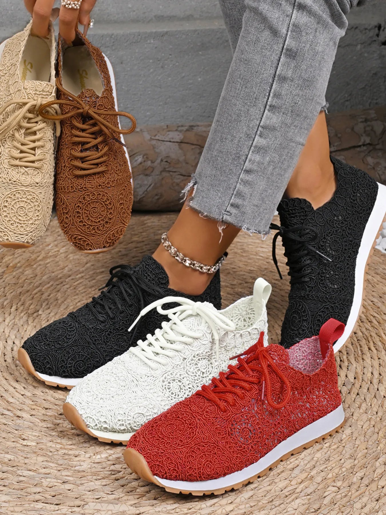 Fashorio Sneakers Mesh Lace Up Sneakers