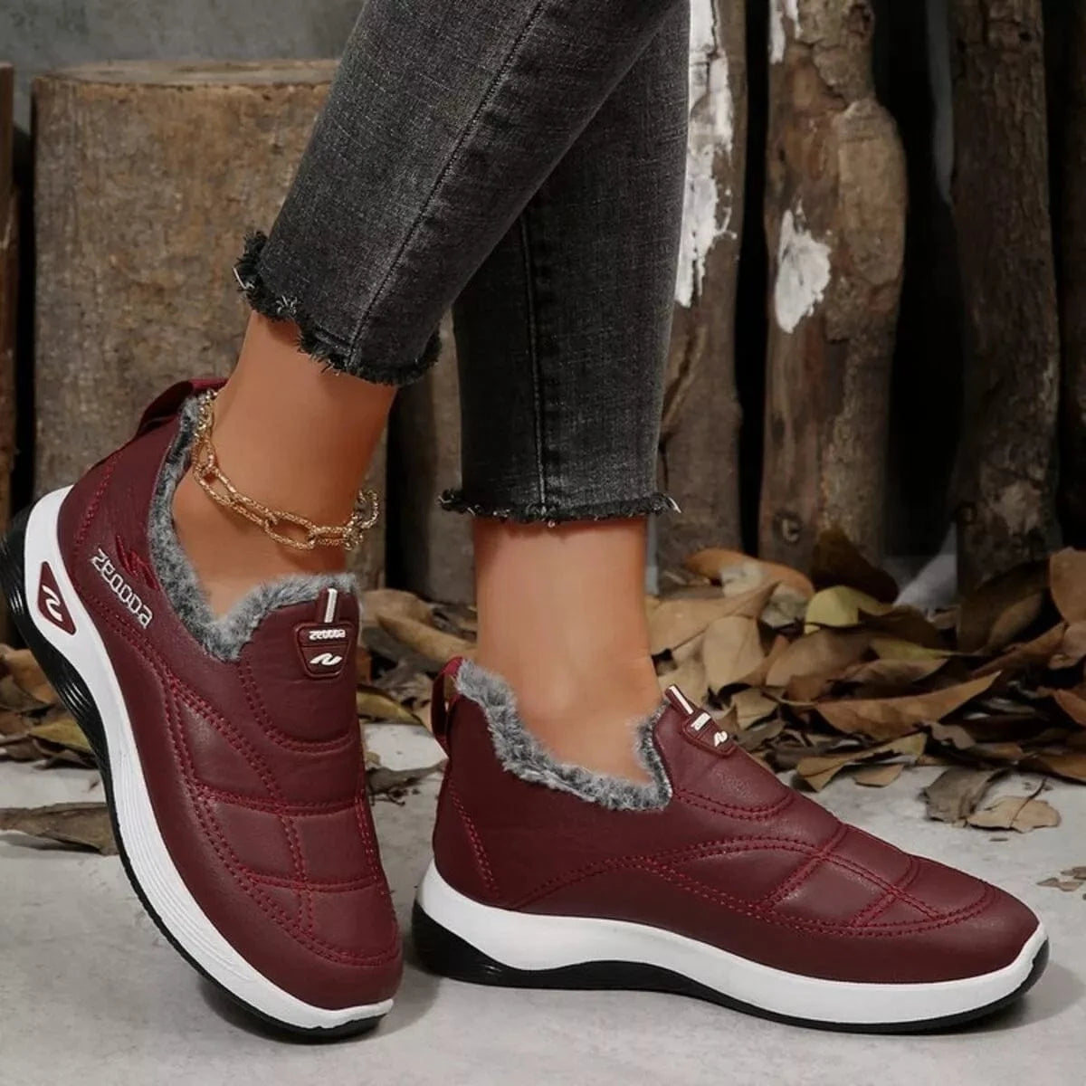 Fashorio Sneakers Plush Round Toe Platform Shoes