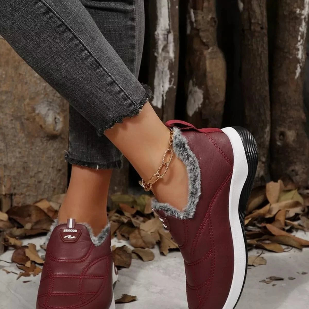 Fashorio Sneakers Plush Round Toe Platform Shoes