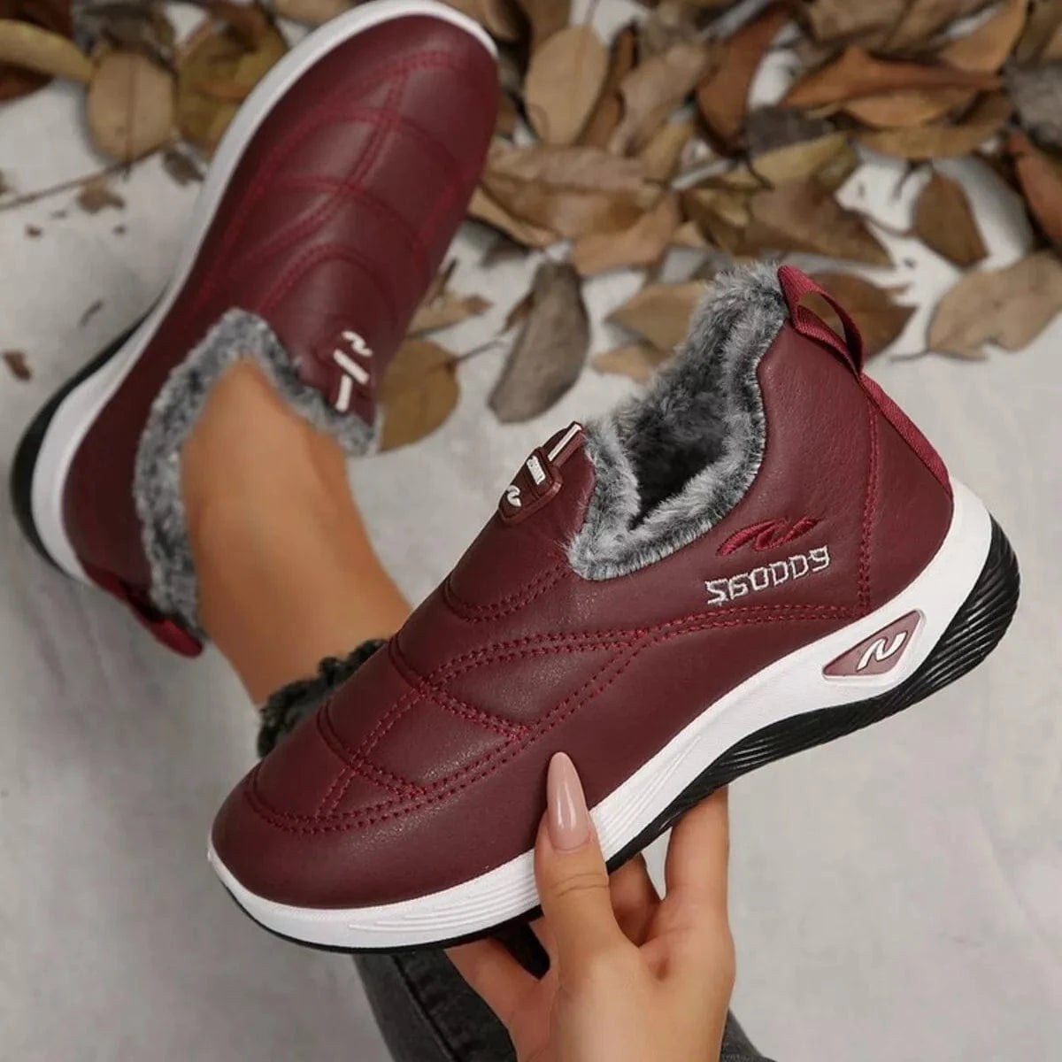 Fashorio Sneakers Plush Round Toe Platform Shoes