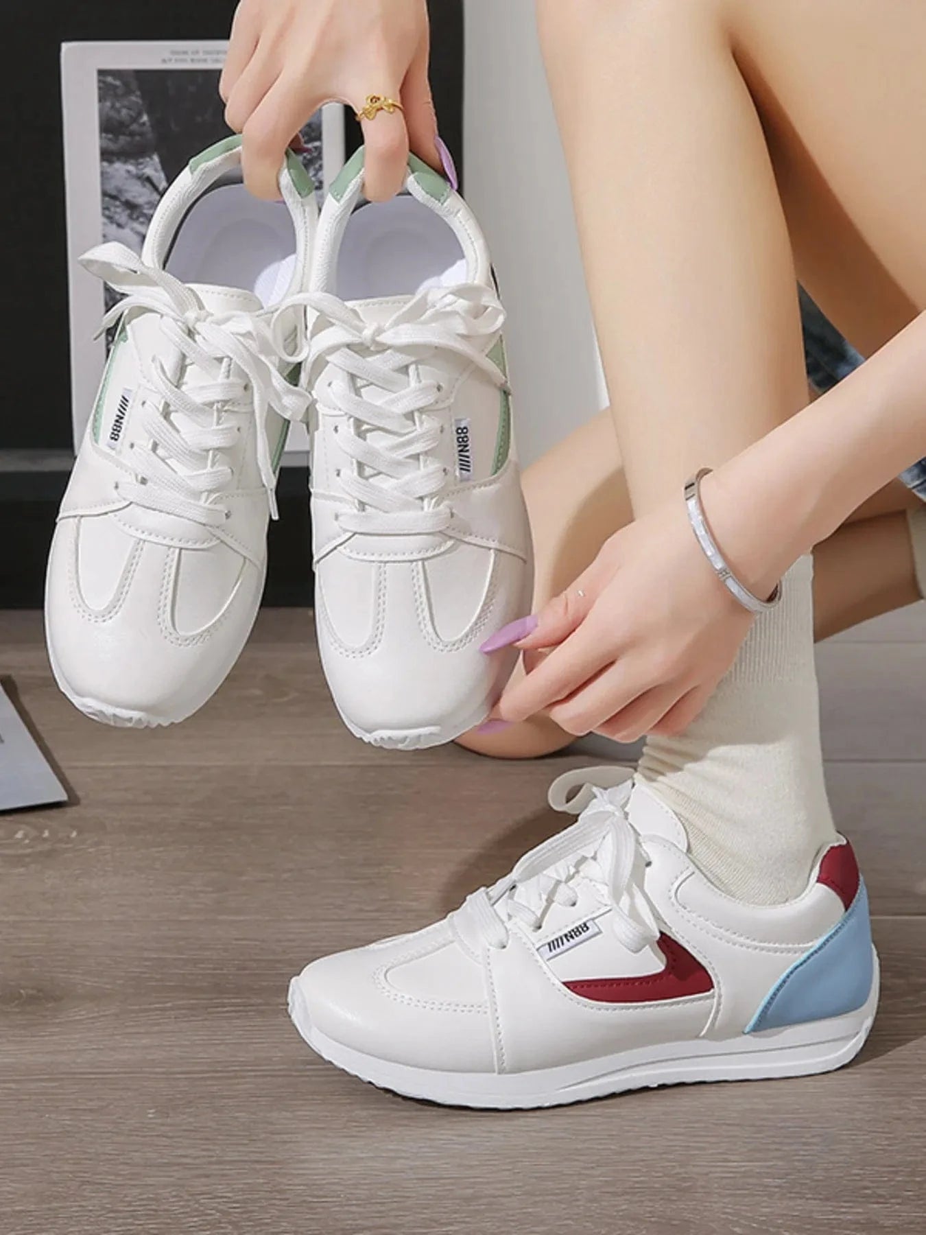 Fashorio Sneakers Round Toe Contrast Sneakers
