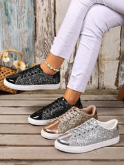 Fashorio Sneakers Sequin Lace Up Sneakers