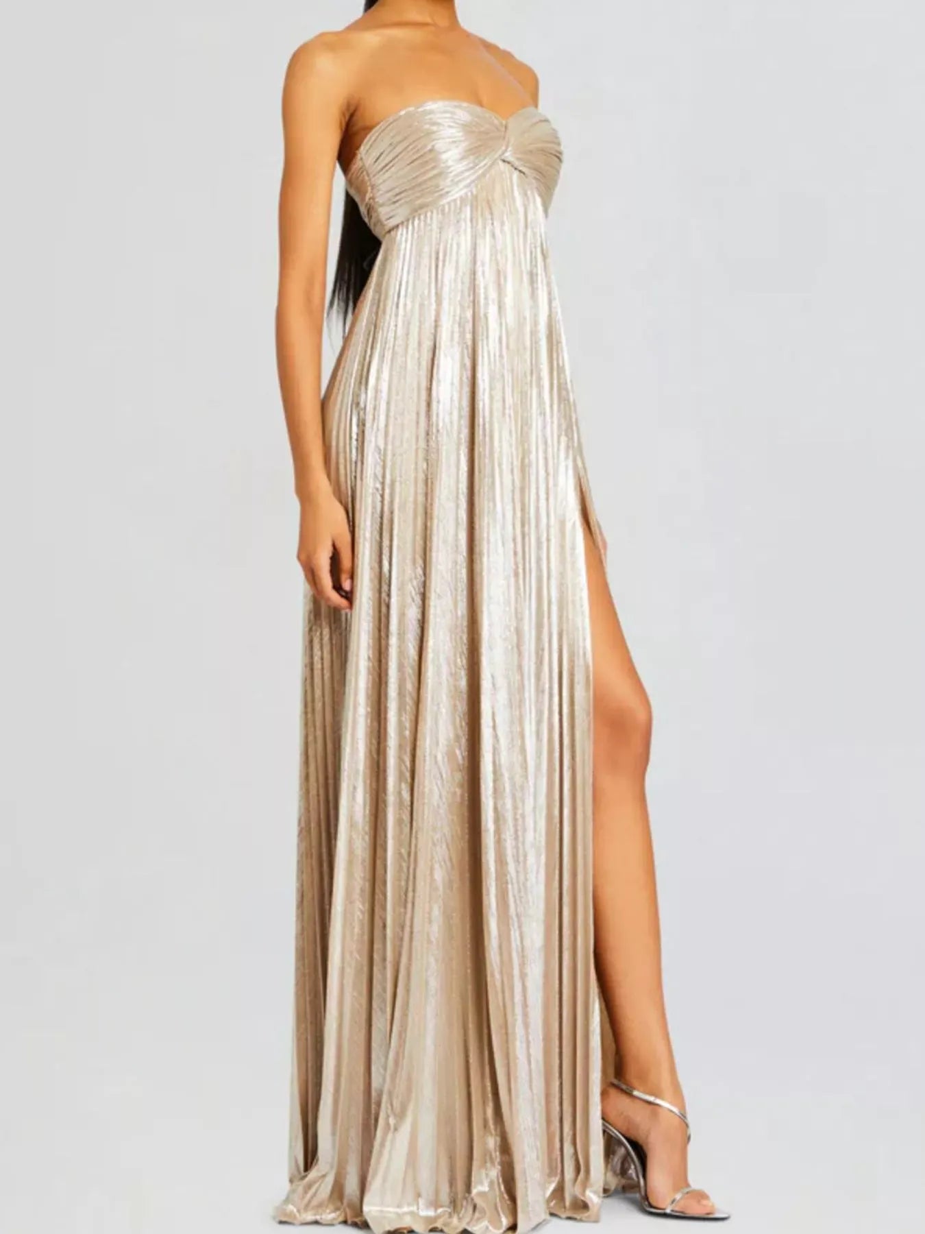 Fashorio Split Sweetheart Neck Tube Maxi Dress