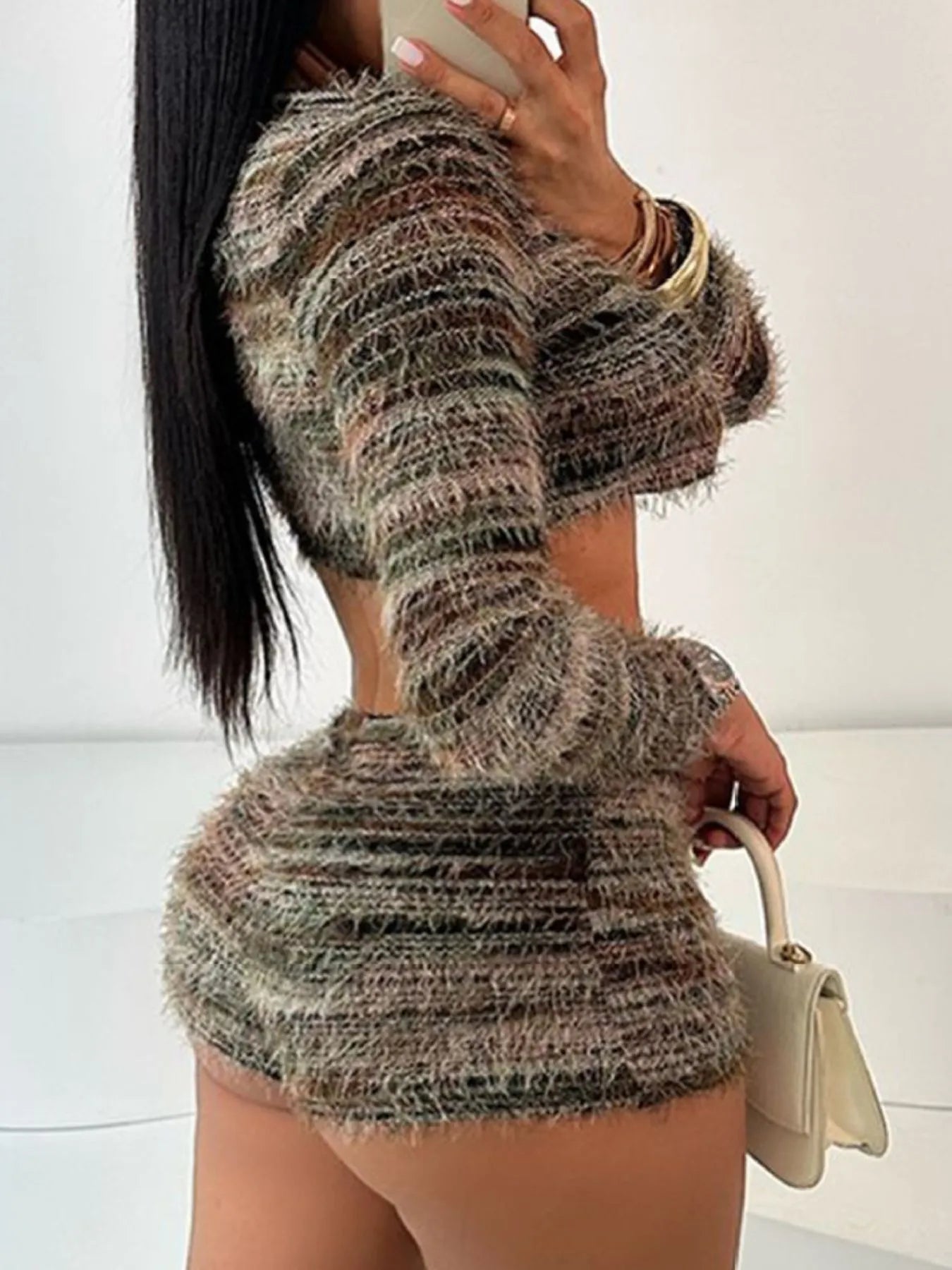 Fashorio Square Neck Crop Top and Shorts Sweater Set