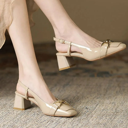 Square Toe Block Heels Pumps - Fashorio