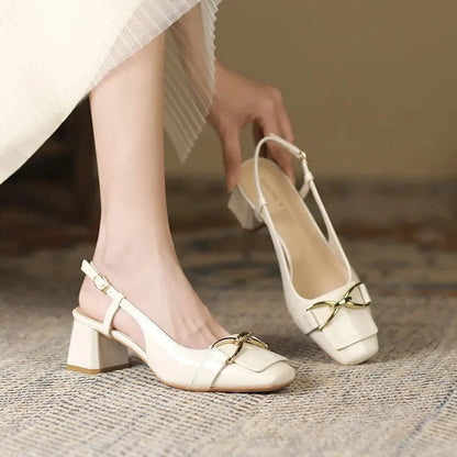 Square Toe Block Heels Pumps - Fashorio