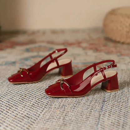 Square Toe Block Heels Pumps - Fashorio