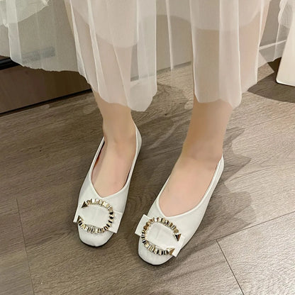 Square Toe Flat Slip-Ons - Fashorio