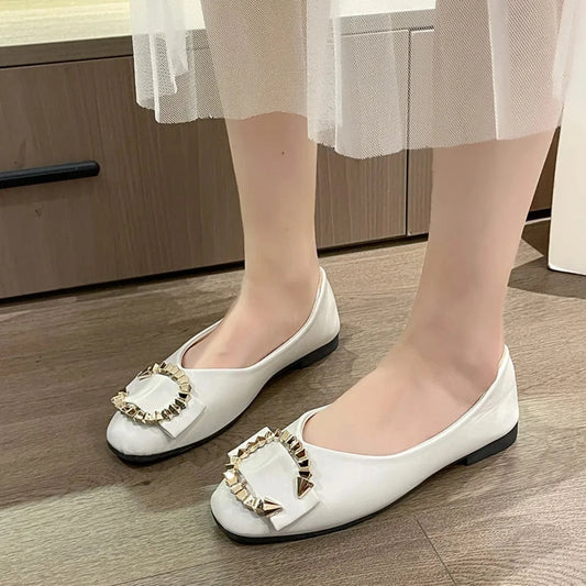 Square Toe Flat Slip-Ons - Fashorio