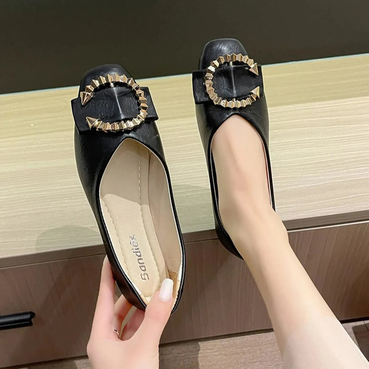 Square Toe Flat Slip-Ons - Fashorio