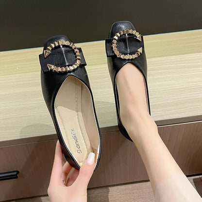 Square Toe Flat Slip-Ons - Fashorio