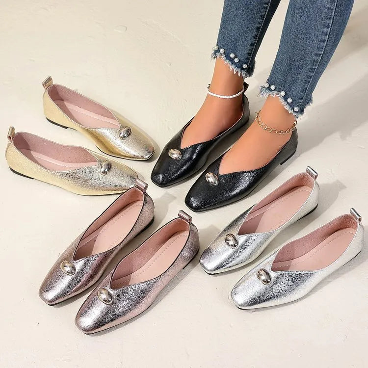 Fashorio Square Toe Flats Slip-Ons