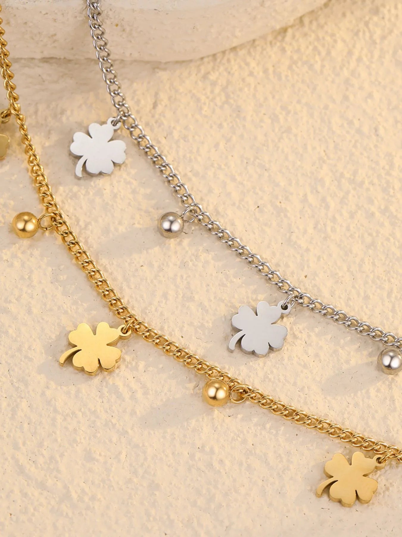 Fashorio Stainless Steel Four Leaf Clover Bracelet