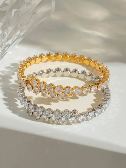 Stainless Steel Inlaid Zircon Bracelet - Fashorio
