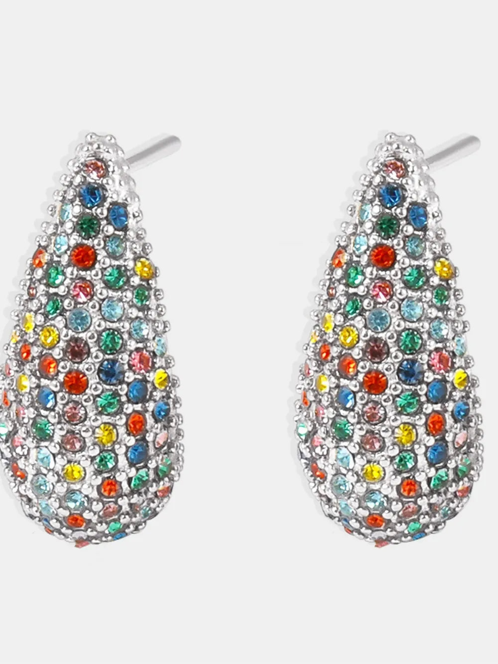 Fashorio Stainless Steel Inlaid Zircon Teardrop Earrings