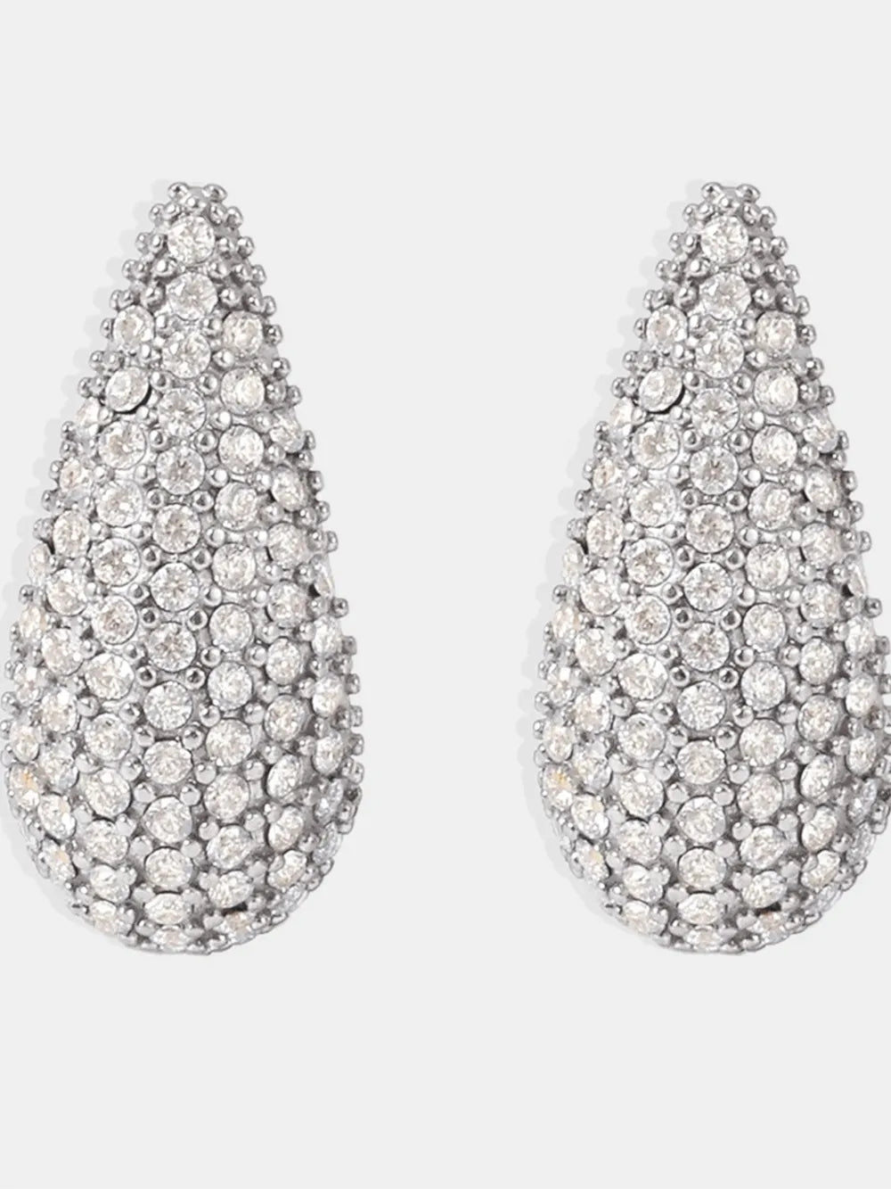 Fashorio Stainless Steel Inlaid Zircon Teardrop Earrings