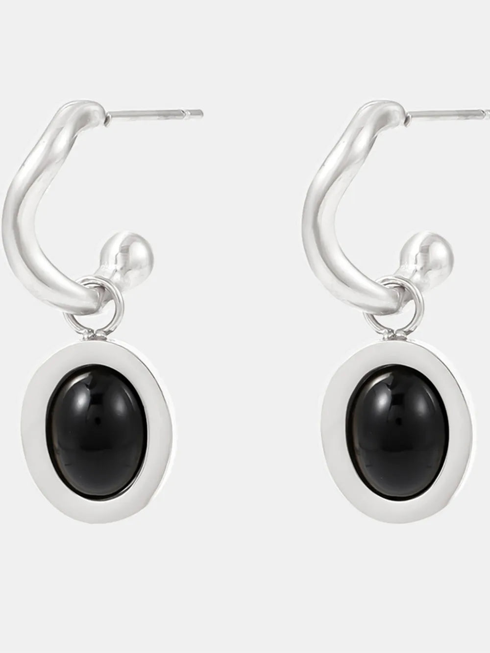 Fashorio Stainless Steel Oval Drop Earrings