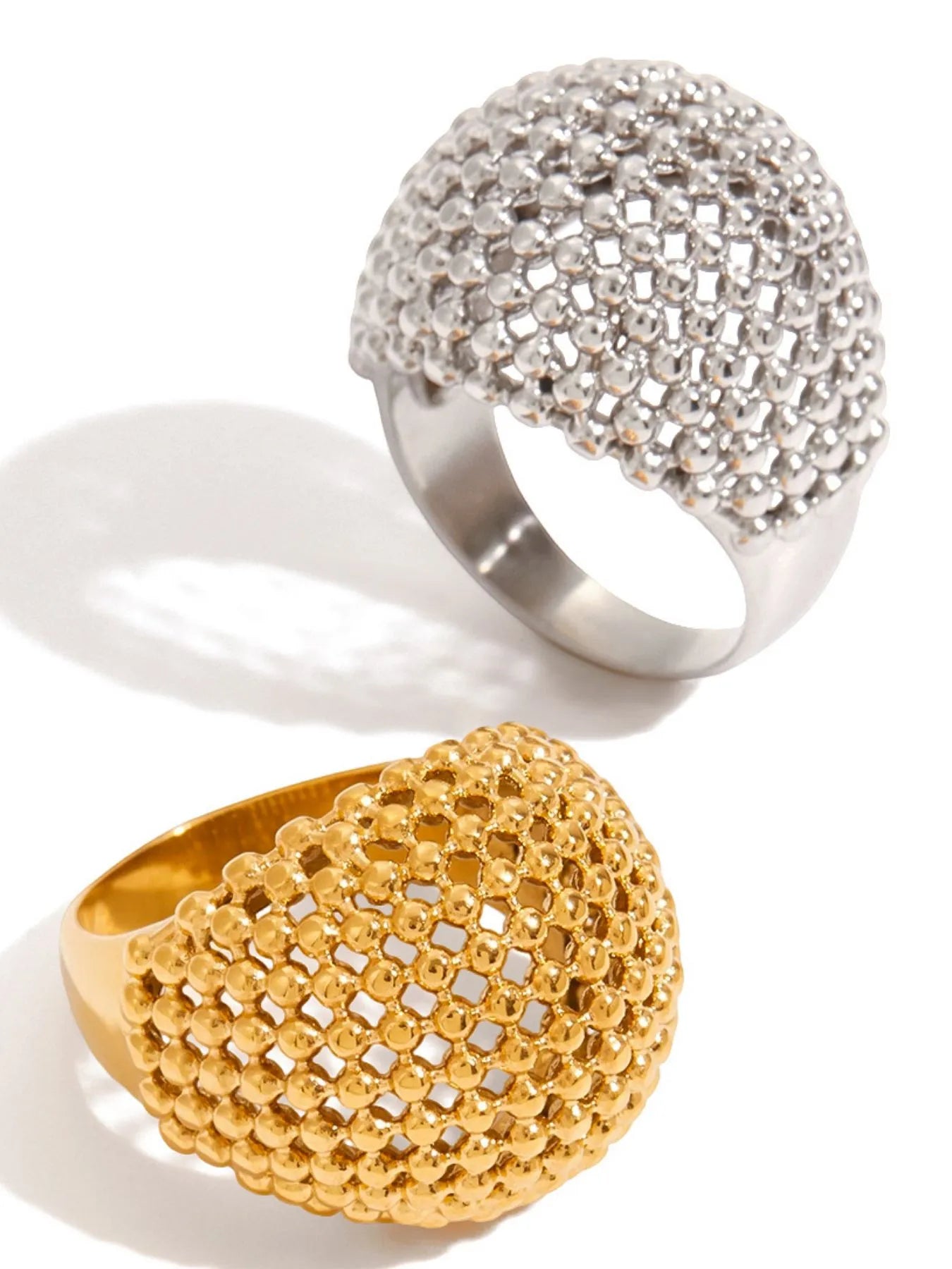 Fashorio Stainless Steel Textured Dome Ring