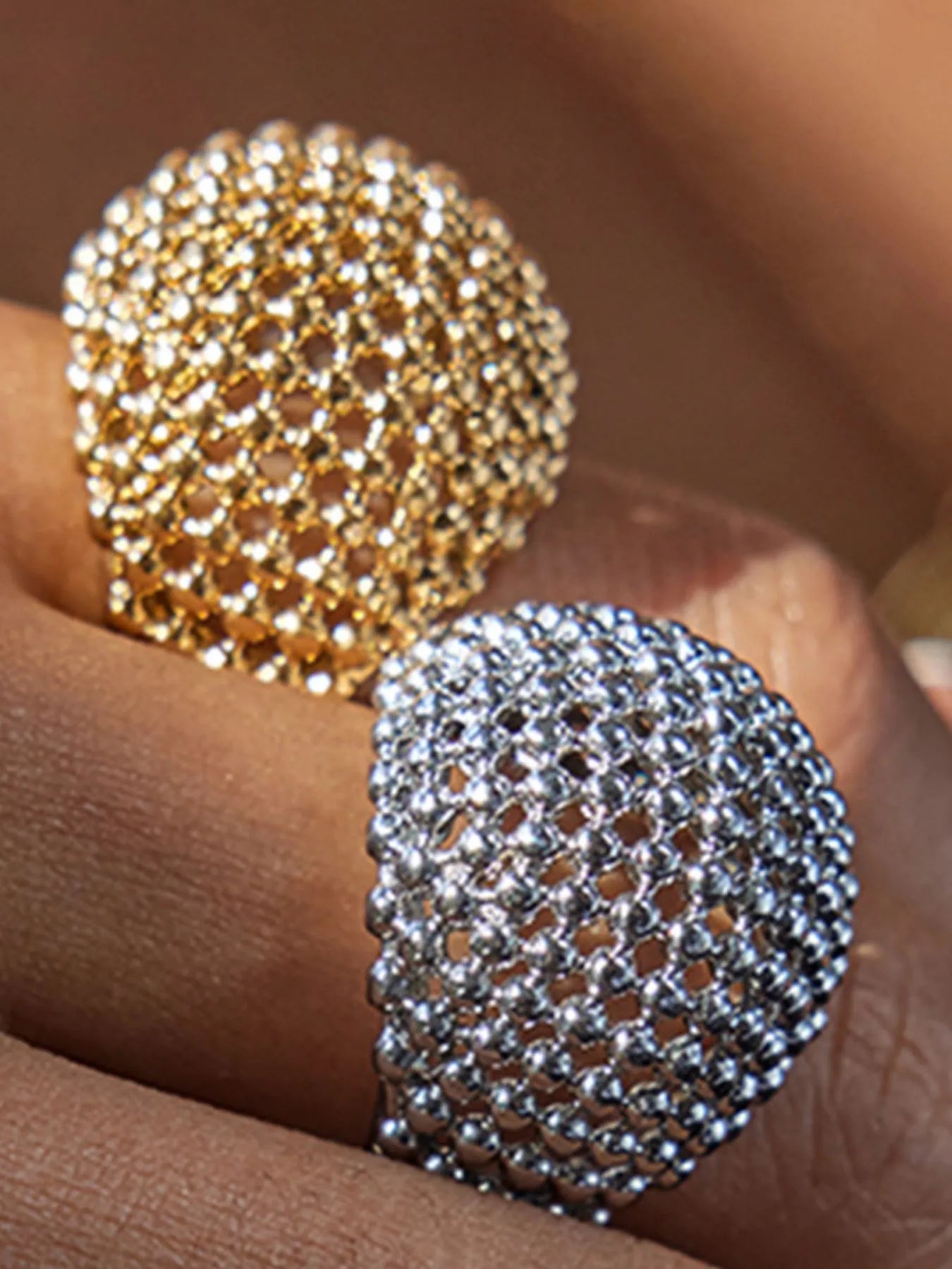Fashorio Stainless Steel Textured Dome Ring