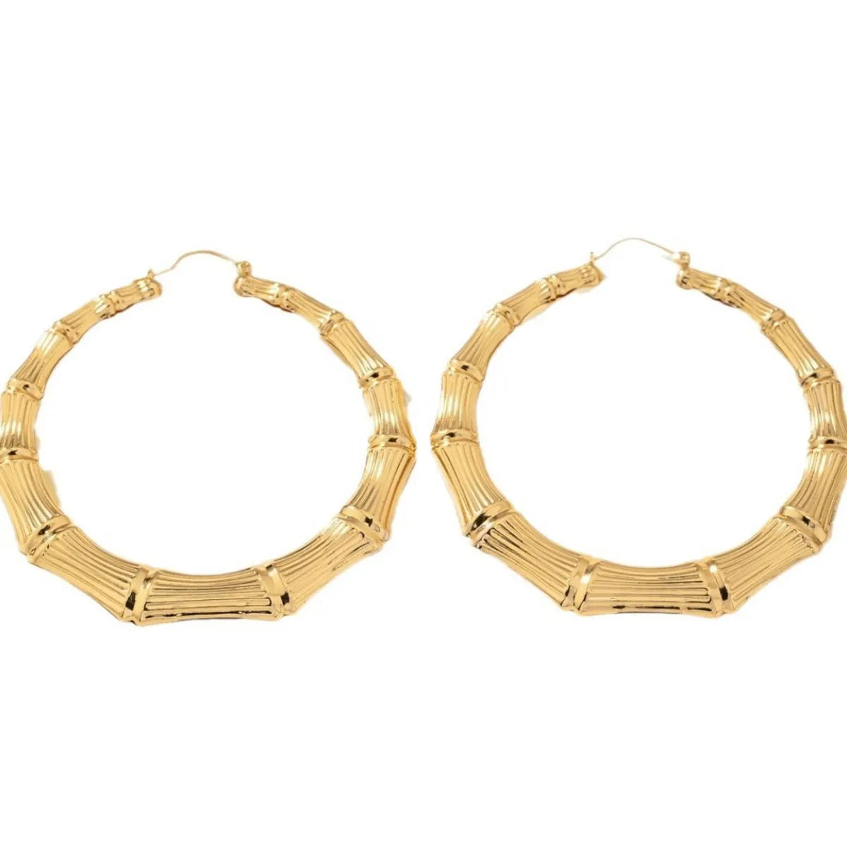 Fashorio Stainless Steel Textured Hoop Earrings
